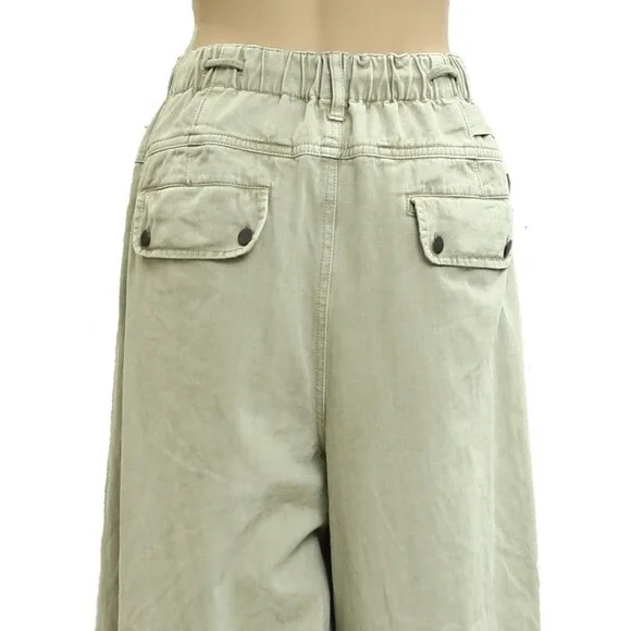 Free People Julien Wide-Leg Chino Trousers Pants Pleated Cotton XL NEW 282589 - Picture 8 of 9